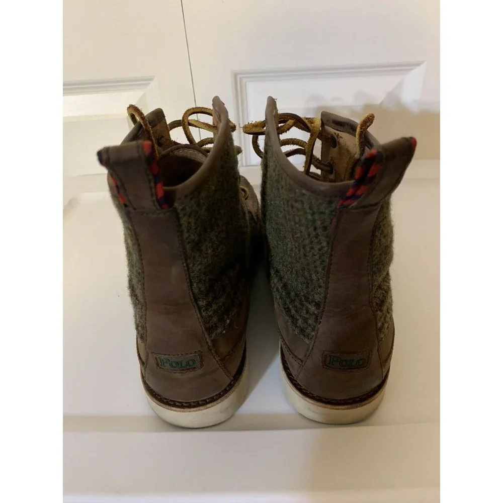 Polo Ralph Lauren Men’s Sz 8.5 D‎ Saddleworth Boots Brown Leather Lace Up